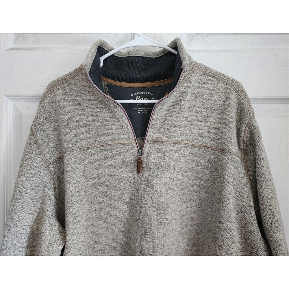 GH BASS Co Outdoor Dress or Casual 1/4 Zip Pullover Fleece Sweater Men's Size XL